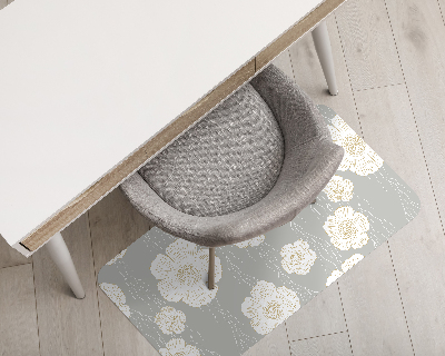 Computer chair mat Delicate white flowers