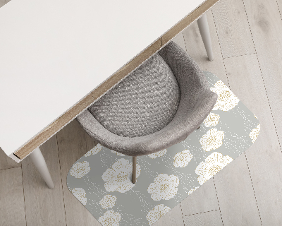 Computer chair mat Delicate white flowers