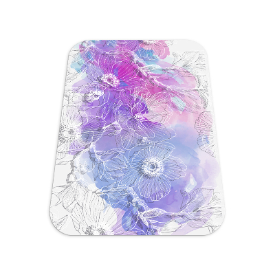 Computer chair mat Colorful white flowers