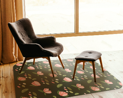 Office chair floor protector Pink water lilies