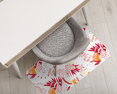Chair floor protector Red flowers pattern