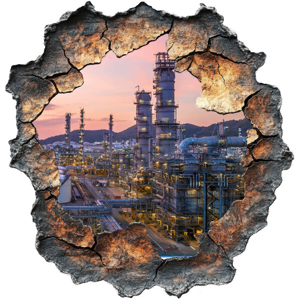 3D wall hole sticker 38x39 Refinery towers