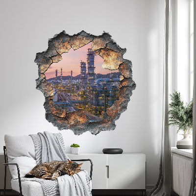 3D wall hole sticker 38x39 Refinery towers
