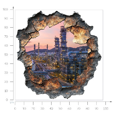 3D wall hole sticker 38x39 Refinery towers