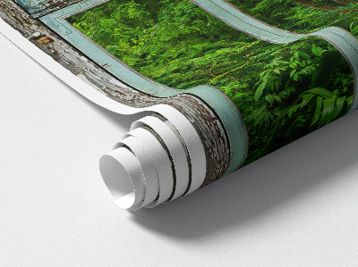 Fake window wall sticker 27x39 Tropical window.