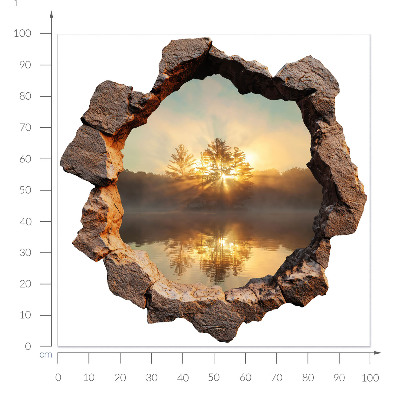 3D wall hole sticker 39x39 Landscape through the rocks
