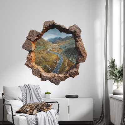 3D wall hole sticker 39x39 Mountain hike
