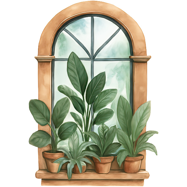 Fake window wall sticker 28x39 Window plants.