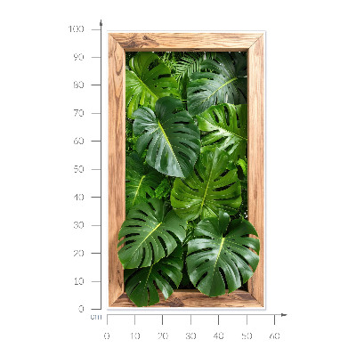 Fake window wall sticker 22x39 Monstera leaves