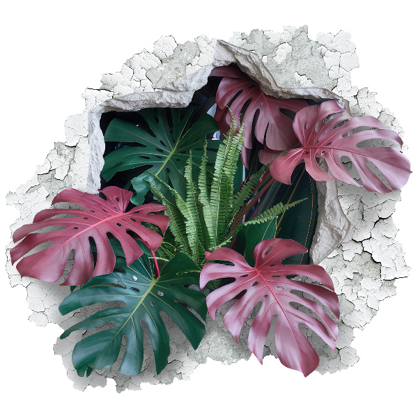 3D wall hole sticker 39x36 Tropical composition