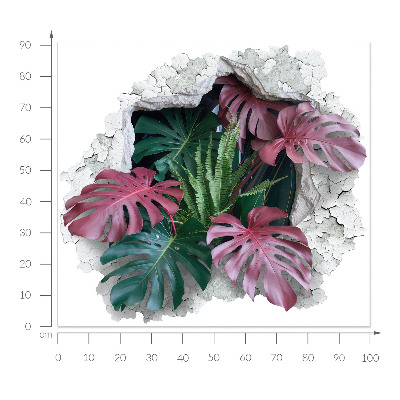 3D wall hole sticker 39x36 Tropical composition