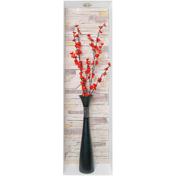 3D illusion wall decal 11x39 Flowers and stones