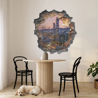 3D wall hole sticker 50x51 Refinery towers