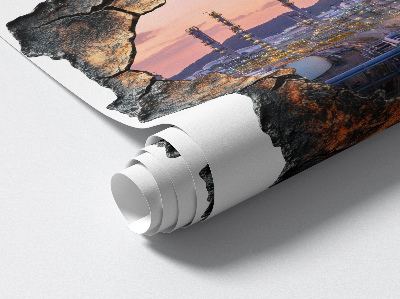 3D wall hole sticker 50x51 Refinery towers