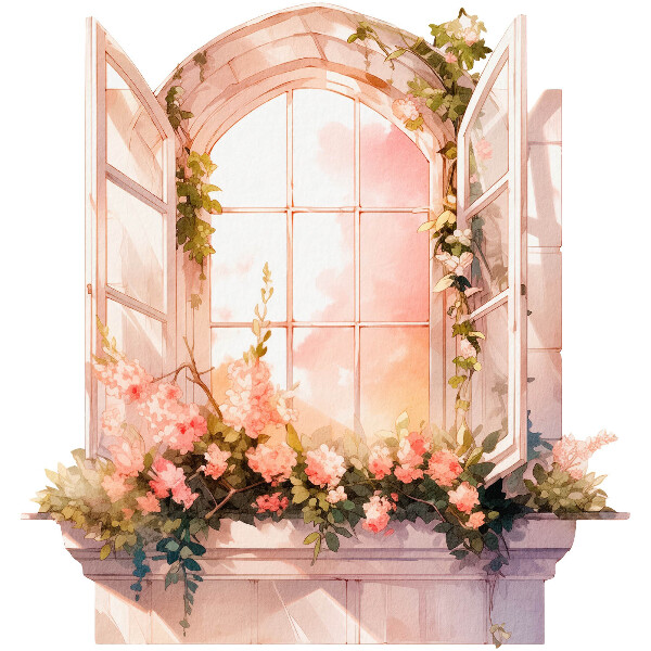 Fake window wall sticker 48x51 Romantic window