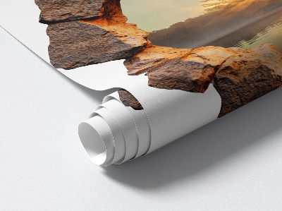 3D wall hole sticker 51x51 Landscape through the rocks