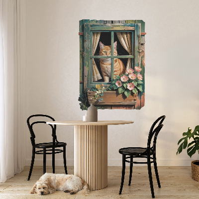 Fake window wall sticker 38x51 Kitten in the window