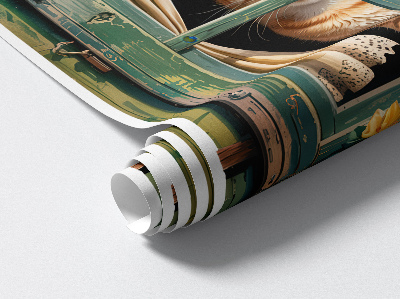 Fake window wall sticker 38x51 Kitten in the window