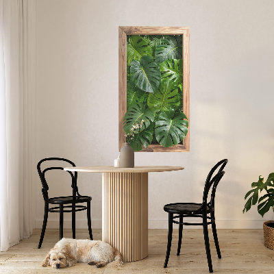 Fake window wall sticker 29x51 Monstera leaves