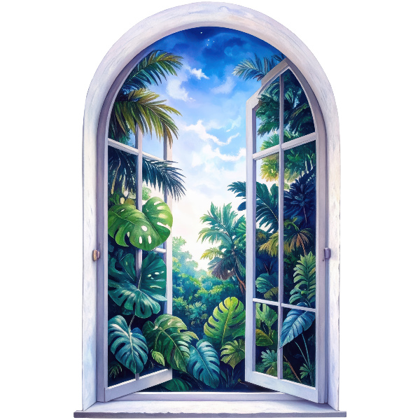Fake window wall sticker 34x51 Tropical view