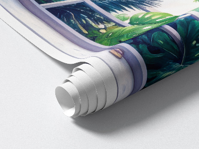 Fake window wall sticker 34x51 Tropical view