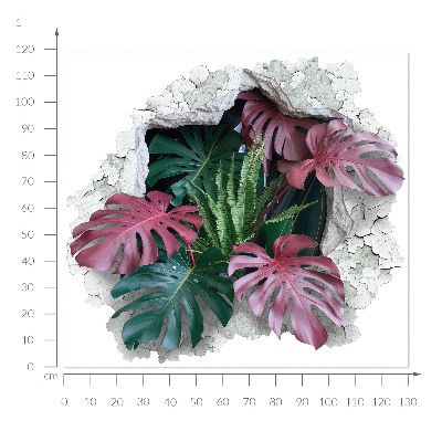 3D wall hole sticker 51x46 Tropical composition