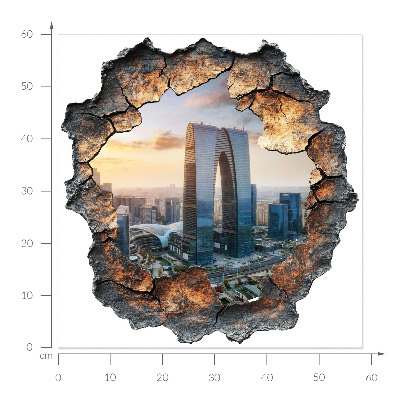 3D wall hole wallpaper 23x24 City of the future