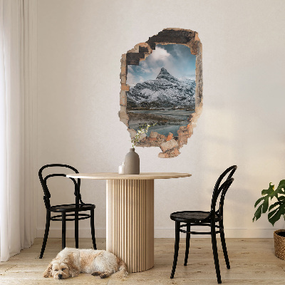 3D wall hole wallpaper 16x24 Mountain panorama