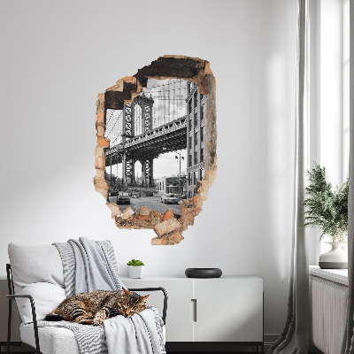 3D wall hole wallpaper 16x24 City landscape