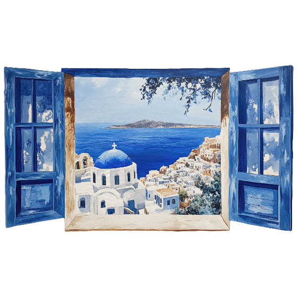 Window sticker wallpaper 24x14 Greek landscape