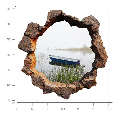 3D wall hole wallpaper 24x24 Stone Lake