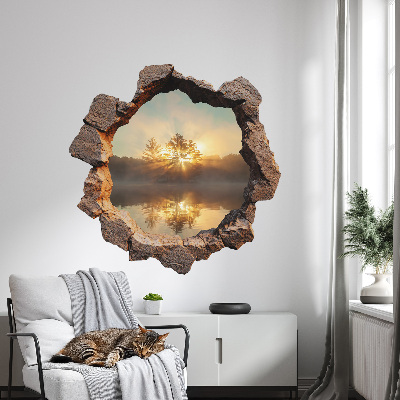 3D wall hole wallpaper 24x24 Landscape through the rocks