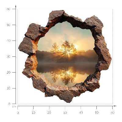 3D wall hole wallpaper 24x24 Landscape through the rocks