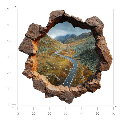 3D wall hole wallpaper 24x24 Mountain hike