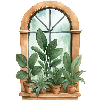 Window sticker wallpaper 17x24 Window plants.