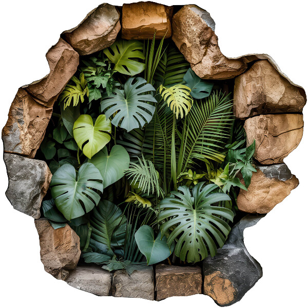 3D wall hole wallpaper 24x24 Tropical oasis