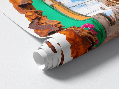 3D wall hole wallpaper 20x24 Nostalgic landscape