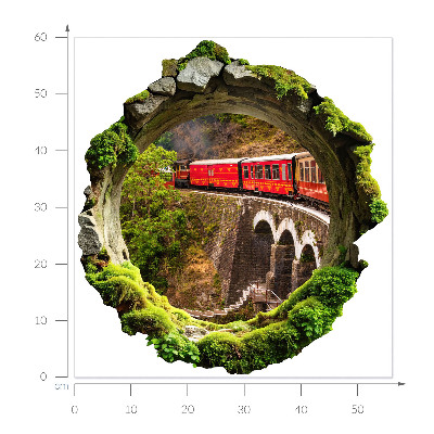 3D wall hole wallpaper 22x24 Green view