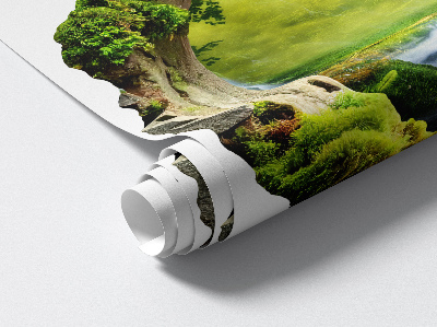 3D wall hole wallpaper 22x24 Green land