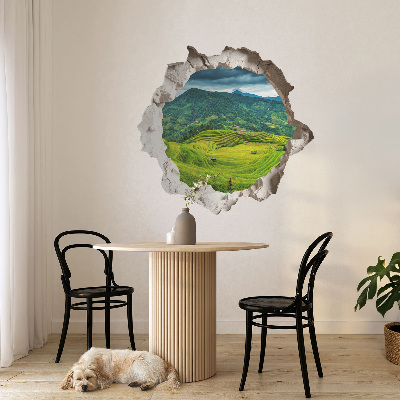 3D wall hole wallpaper 24x22 Green terraces
