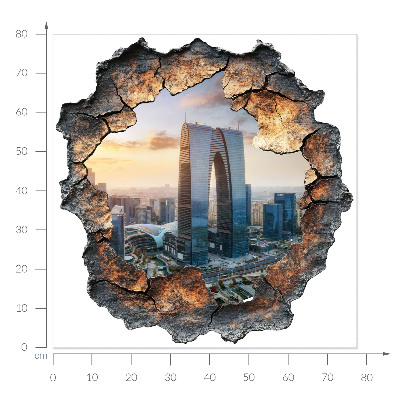 3D wall hole wallpaper 30x31 City of the future