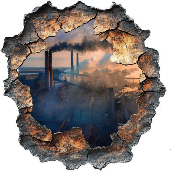 3D wall hole wallpaper 30x31 Industrial landscape