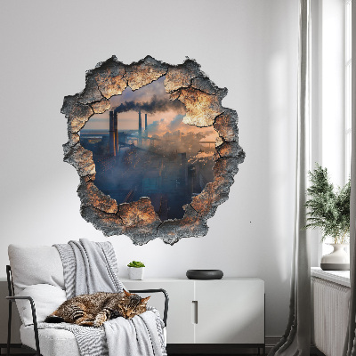 3D wall hole wallpaper 30x31 Industrial landscape