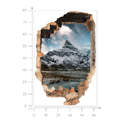 3D wall hole wallpaper 21x31 Mountain panorama