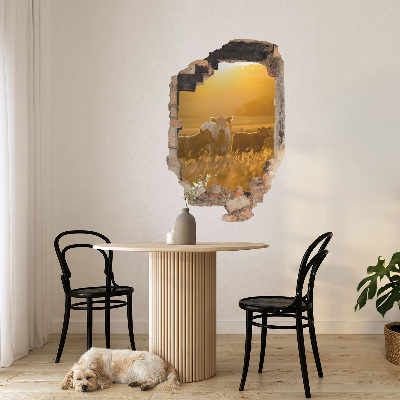 3D wall hole wallpaper 21x31 Rural landscape