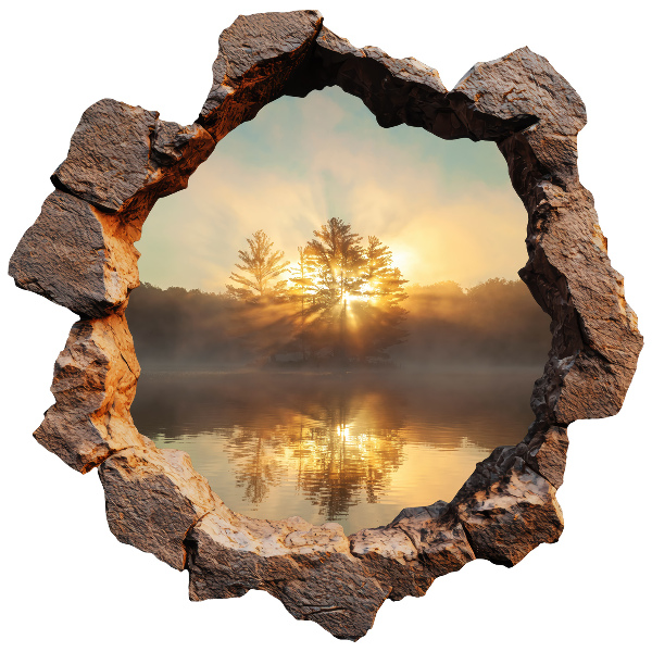 3D wall hole wallpaper 31x31 Landscape through the rocks