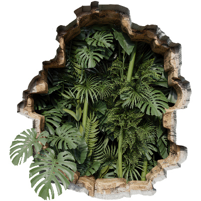 3D wall hole wallpaper 29x31 Tropical nature