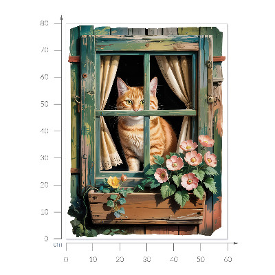 Window sticker wallpaper 24x31 Kitten in the window