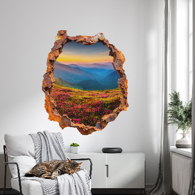 3D wall hole wallpaper 26x31 Flower mountains