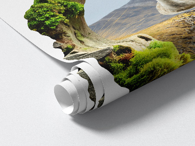 3D wall hole wallpaper 29x31 Mountain oasis